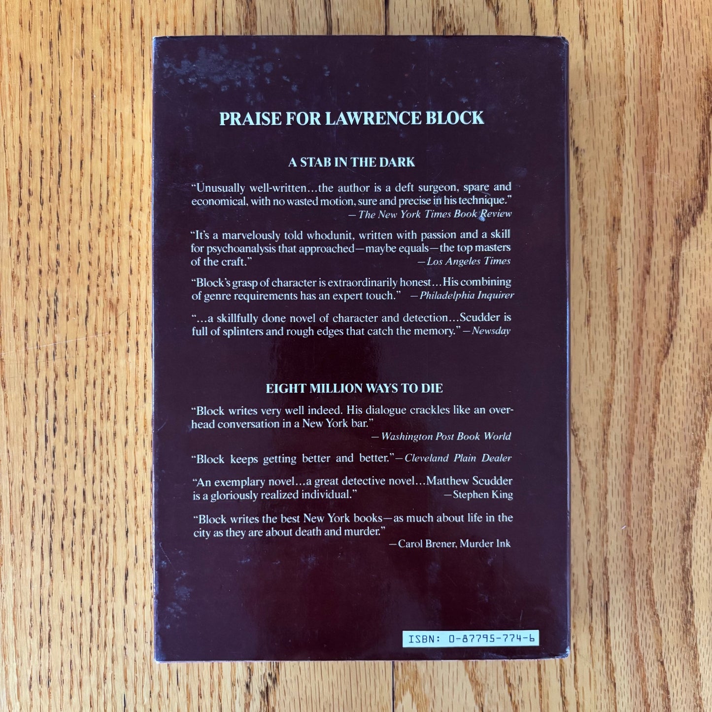 Lawrence Block - When the Sacred Ginmill Closes - First Edition
