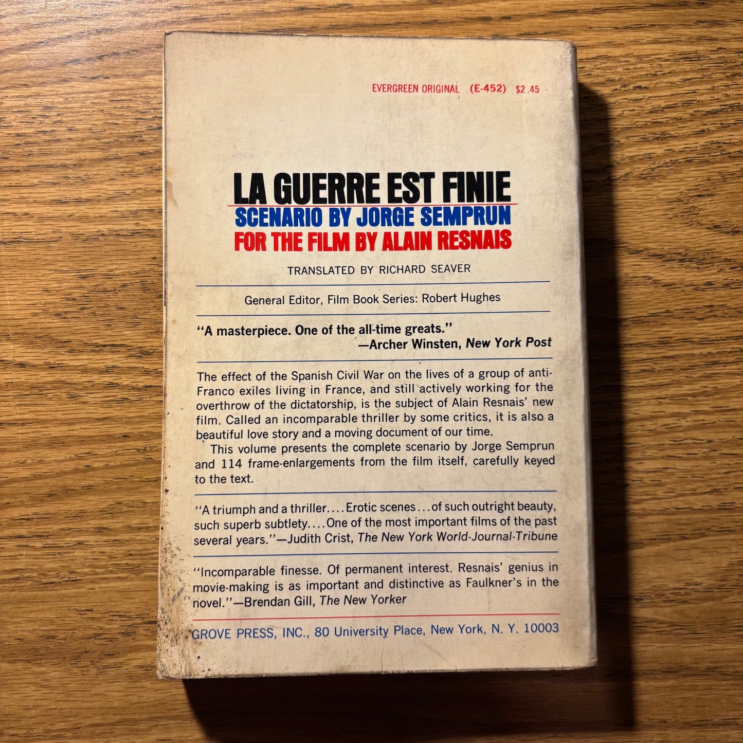 Jorge Semprun, Alain Resnais - La Guerre est Finie - First Edition