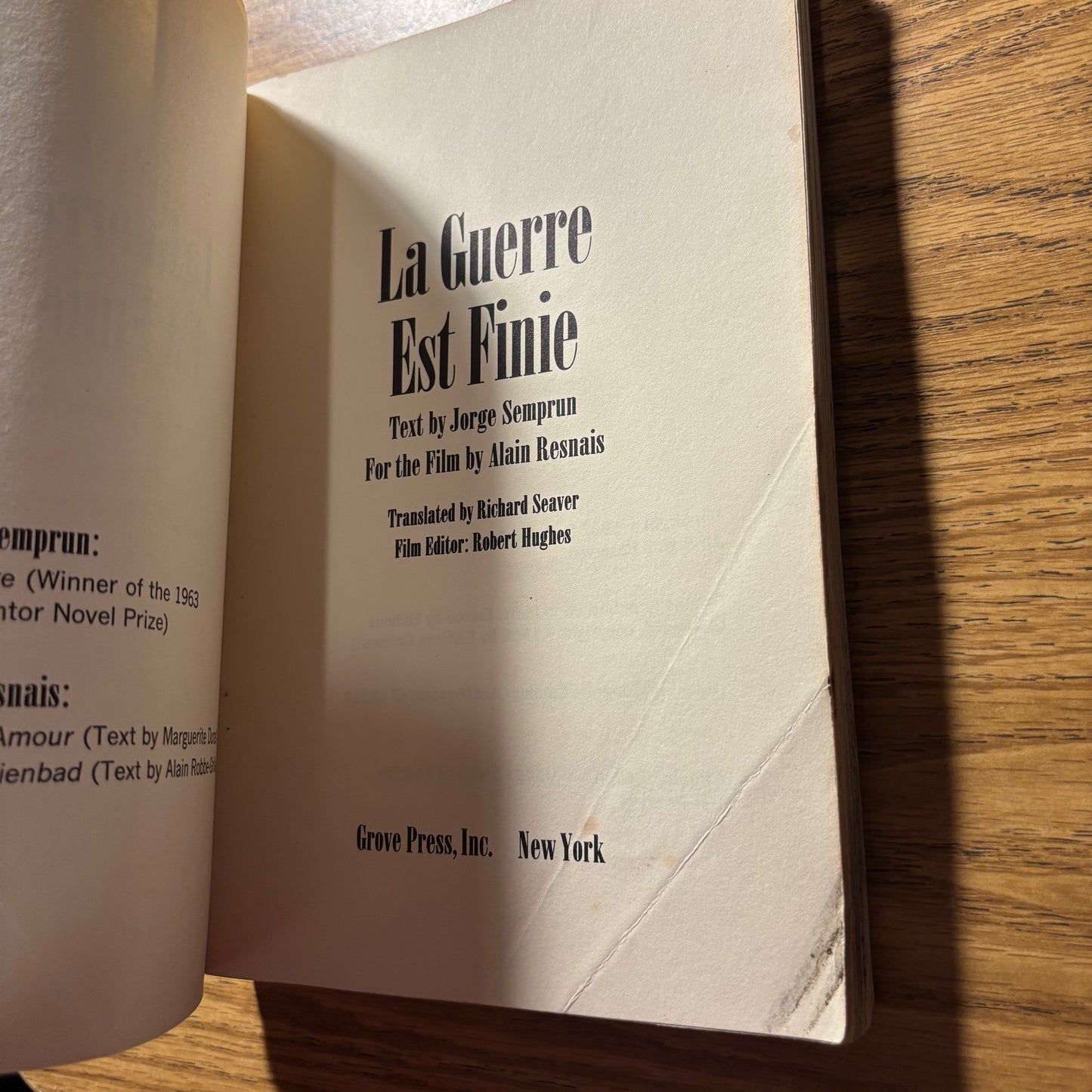 Jorge Semprun, Alain Resnais - La Guerre est Finie - First Edition