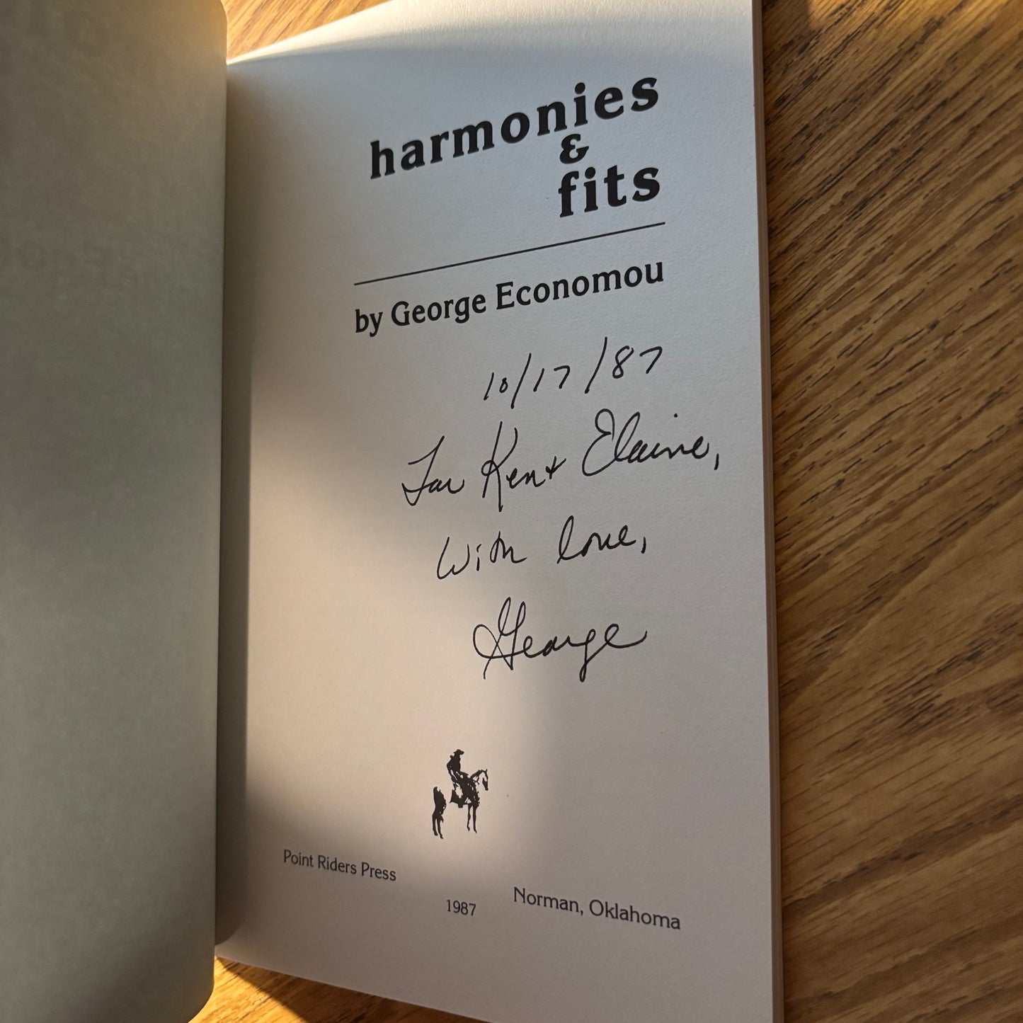 George Economou - Harmonies & Fits - Signed First Edition
