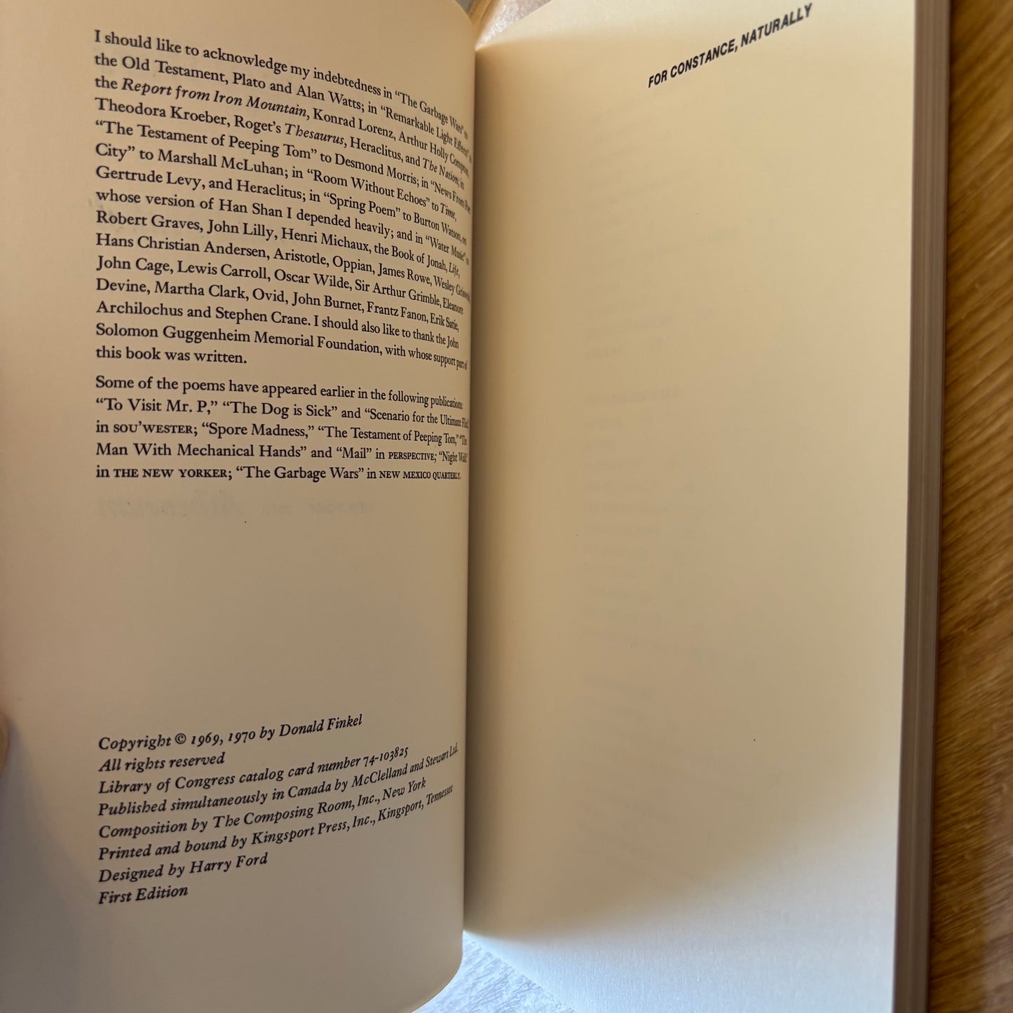 Donald Finkel - The Garbage Wars - First Edition
