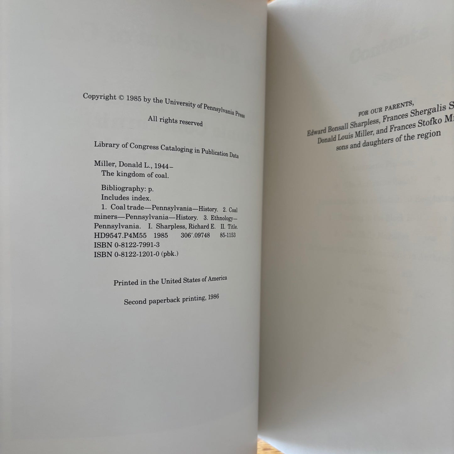 Donald L. Miller & Richard E. Sharpless - The Kingdom of Coal: Work, Enterprise, and Ethnic Communities in the Mine Fields - Signed