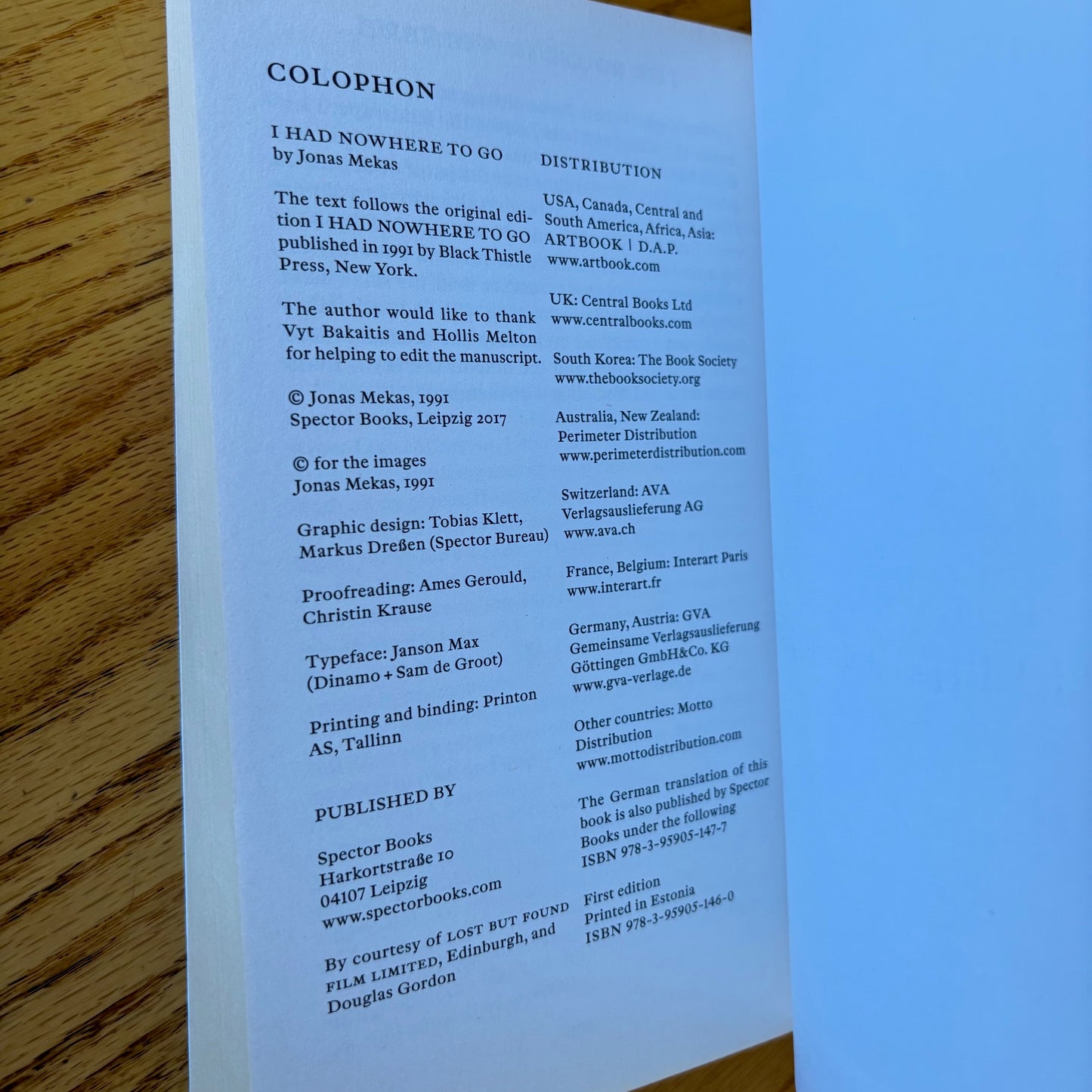 Jonas Mekas - I Had Nowhere to Go - First Edition