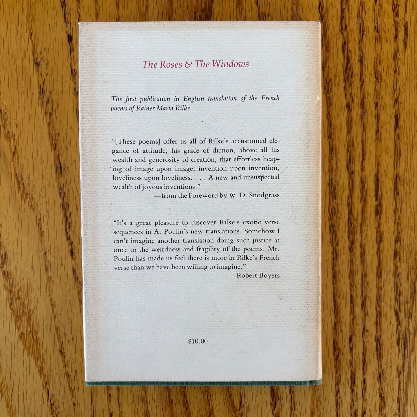 Rainer Maria Rilke - The Roses & the Windows - First Edition