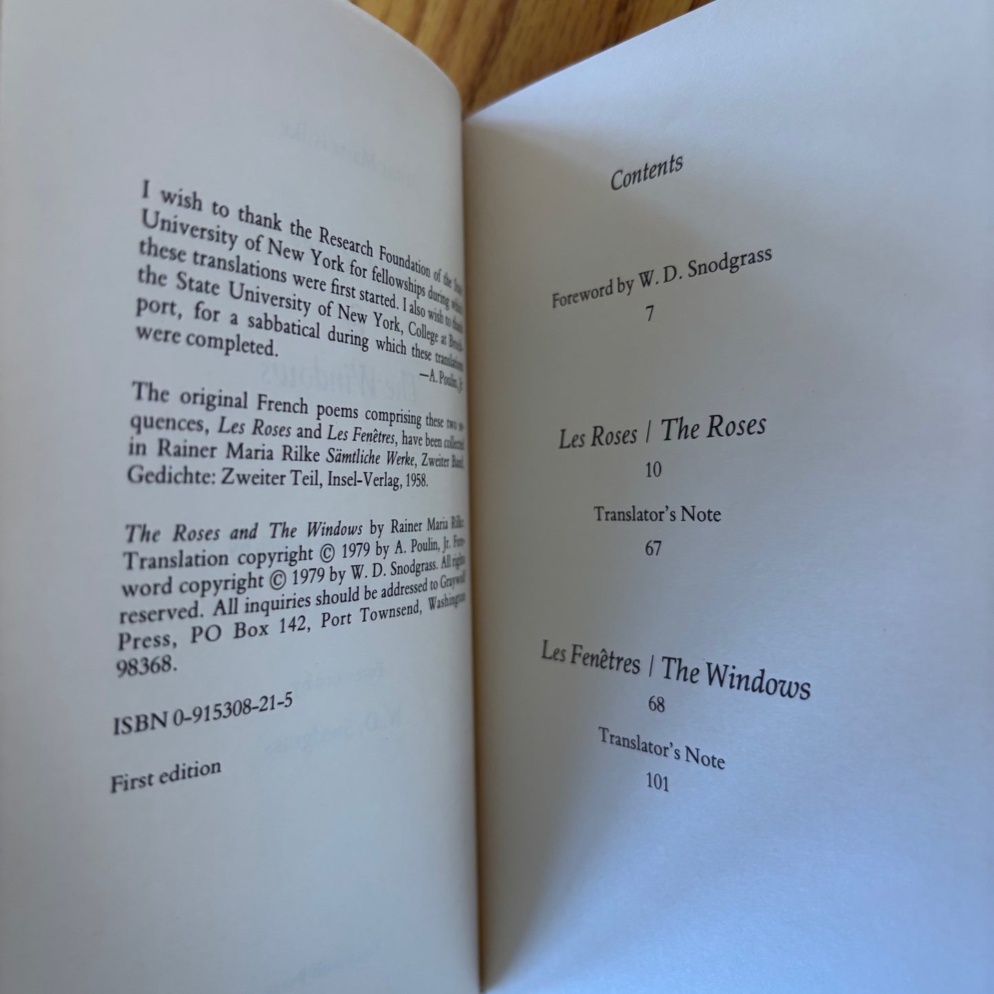Rainer Maria Rilke - The Roses & the Windows - First Edition