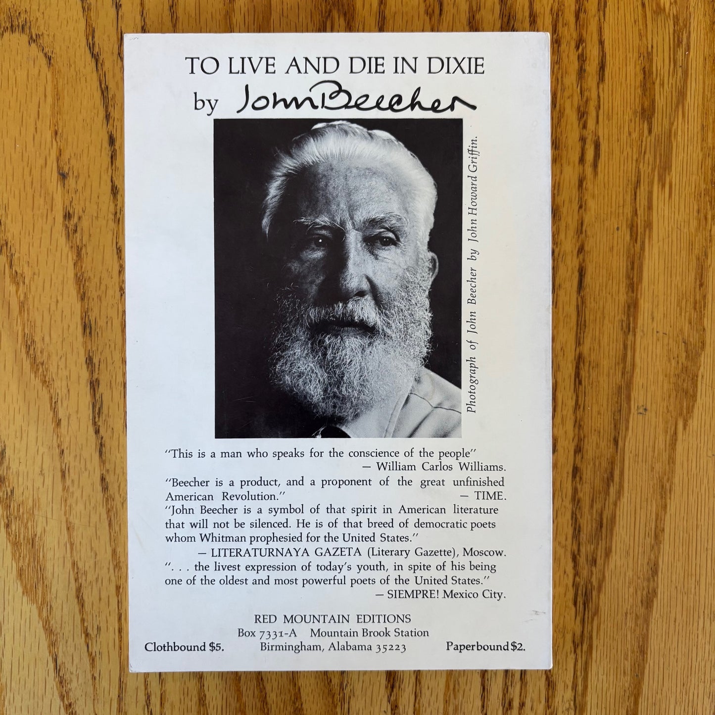 John Beecher - To Live and Die in Dixie