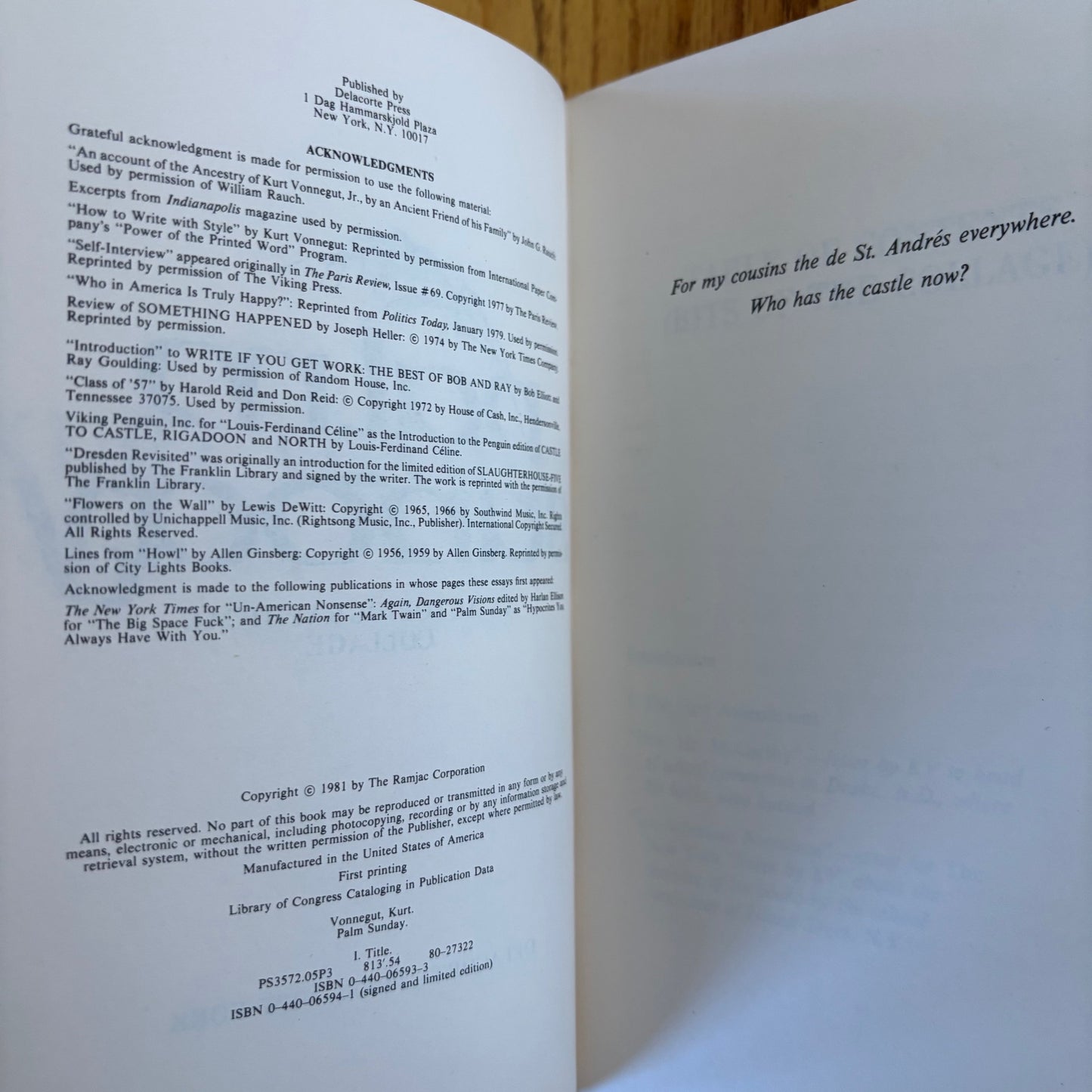 Kurt Vonnegut - Palm Sunday - First Edition