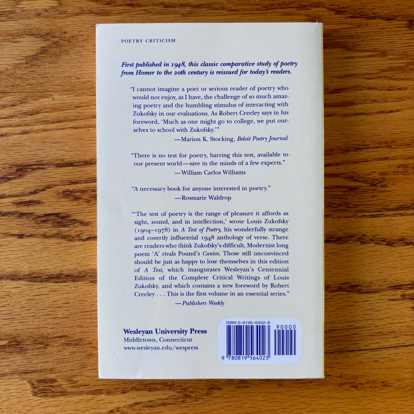 Louis Zukofsky - A Test of Poetry