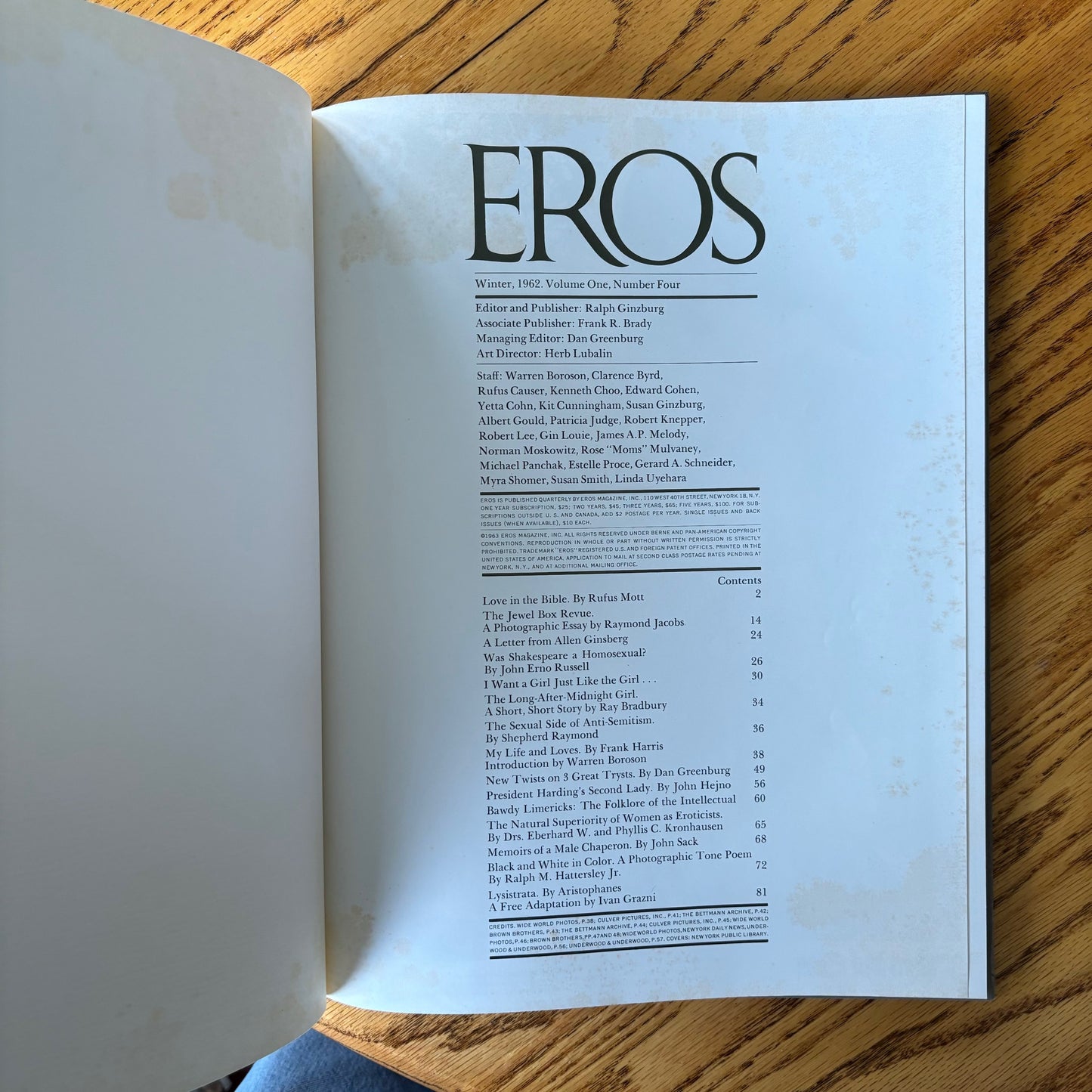 Ralph Ginzburg - Eros Vol. 1 No. 4 Winter 1962