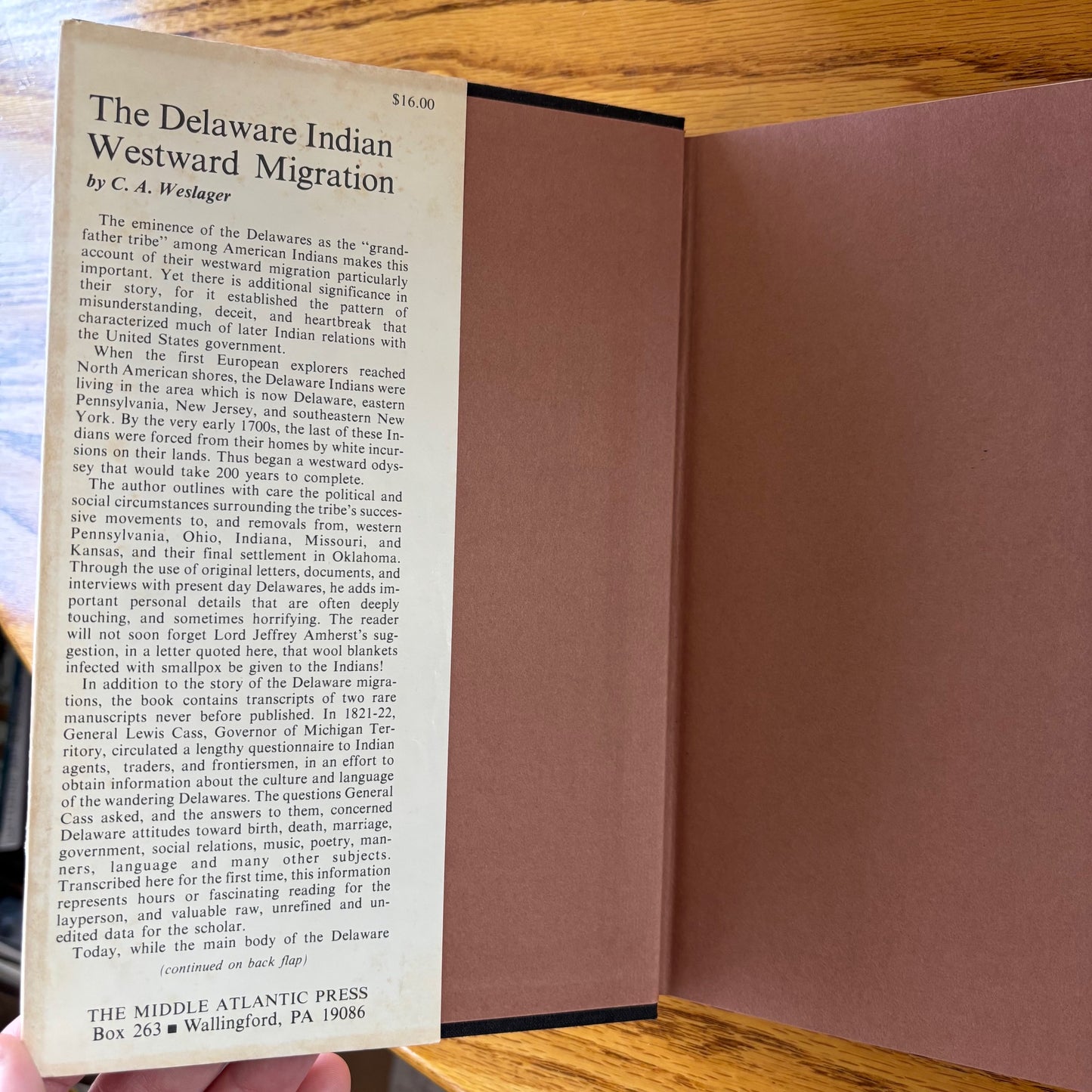 C.A. Weslager - The Delaware Indian Westward Migration - First Edition