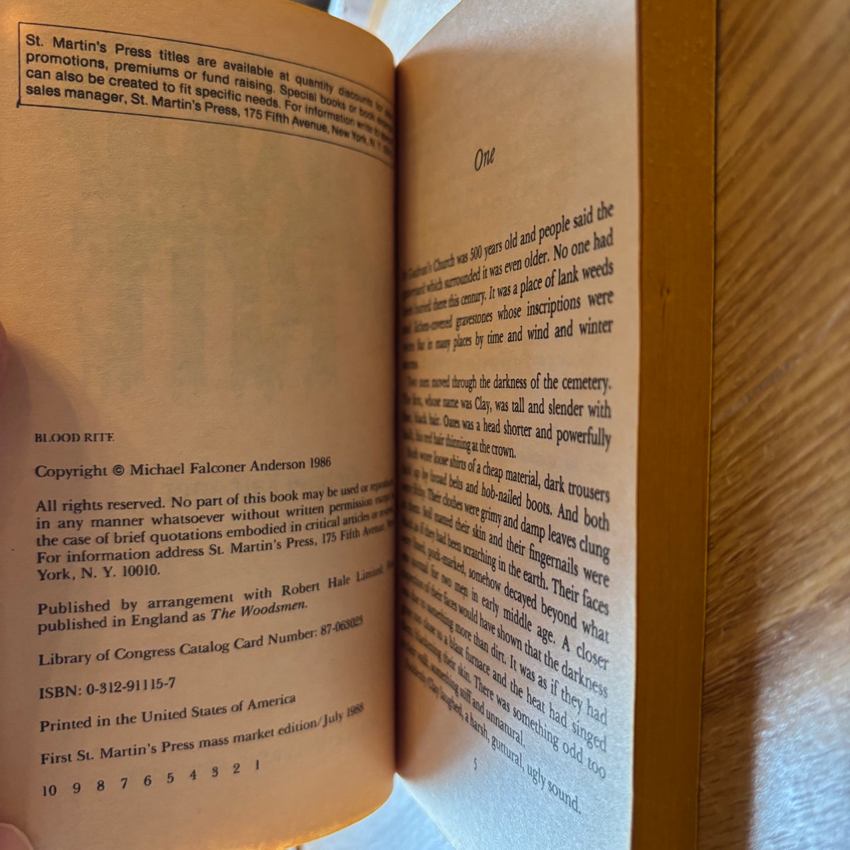 Michael Falconer Anderson - Blood Rite - First Edition Paperback