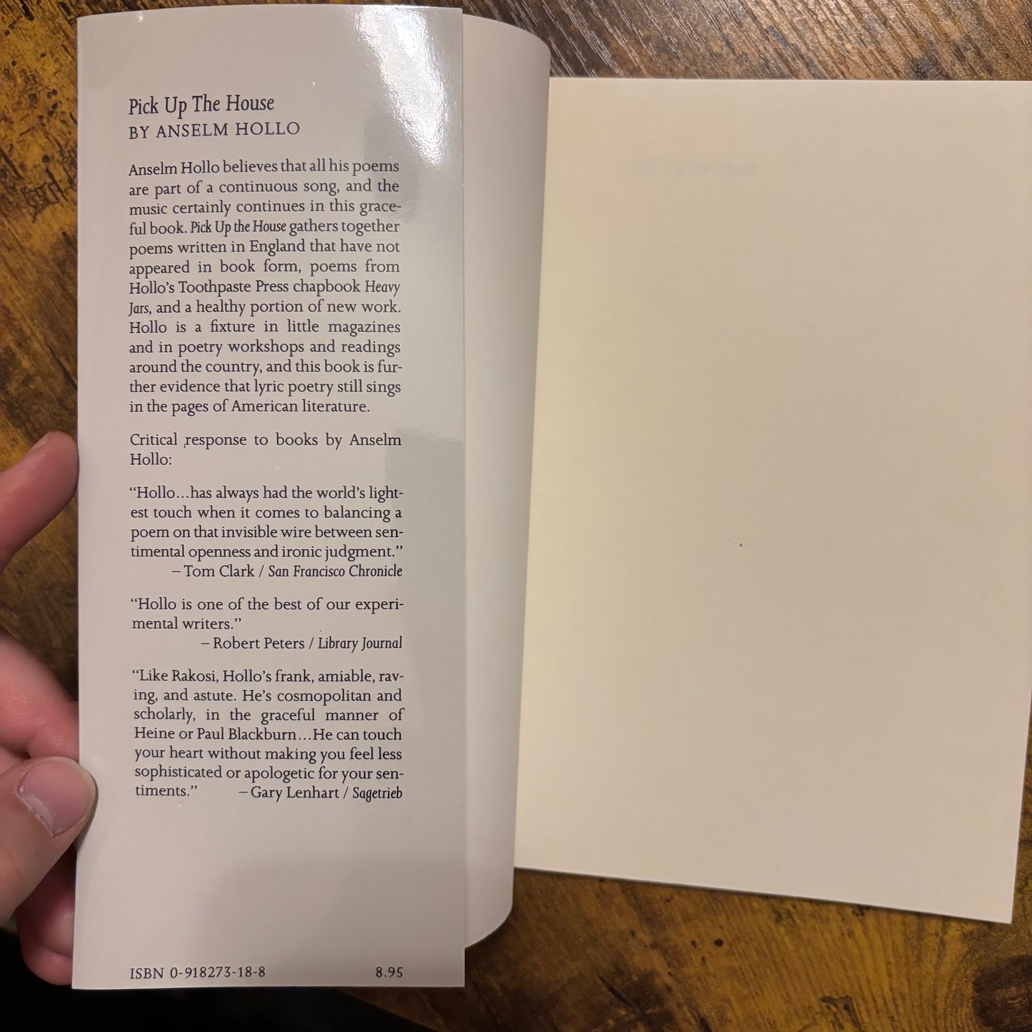 Anselm Hollo - Pick Up the House - Signed First Edition