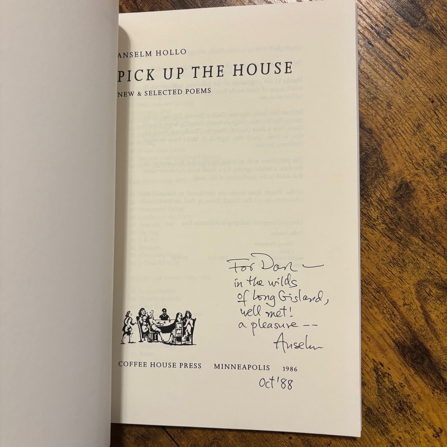Anselm Hollo - Pick Up the House - Signed First Edition