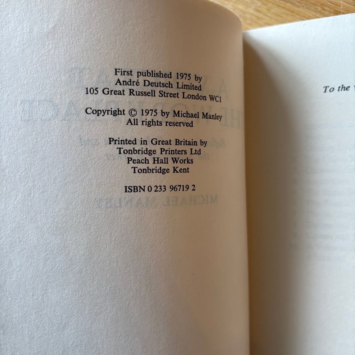 Michael Manley - A Voice at the Workplace: Reflections on Colonialism and the Jamaican Worker - First Edition