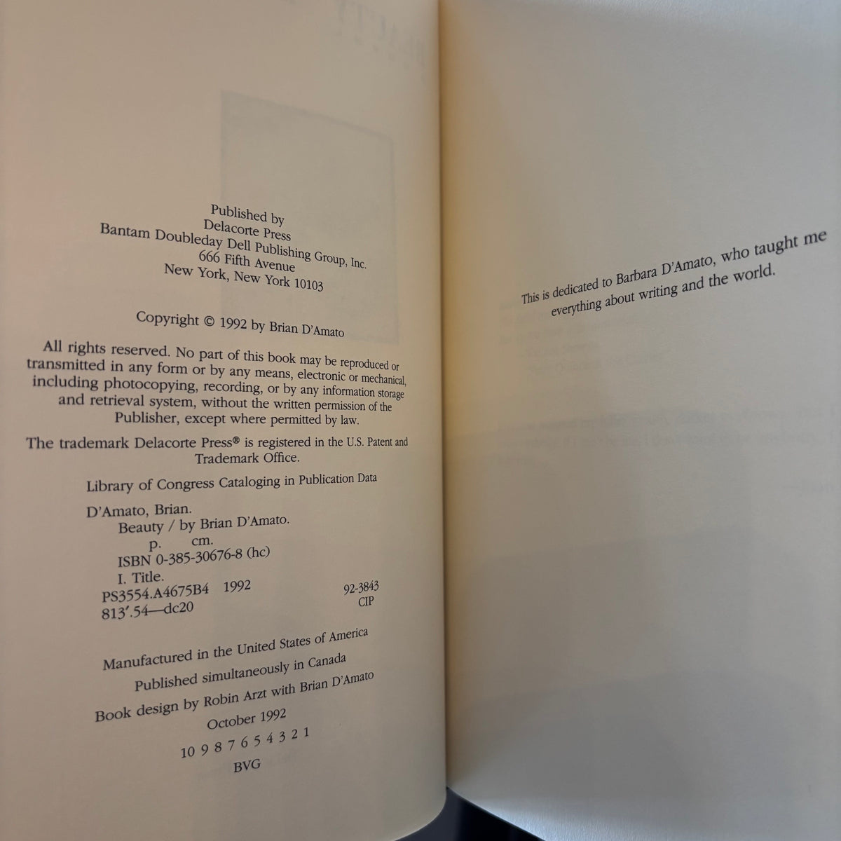 Brian D'Amato - Beauty - First Edition