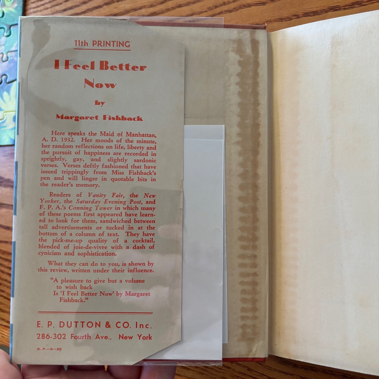 Margaret Fishback - I Feel Better Now - First Edition Later Printing
