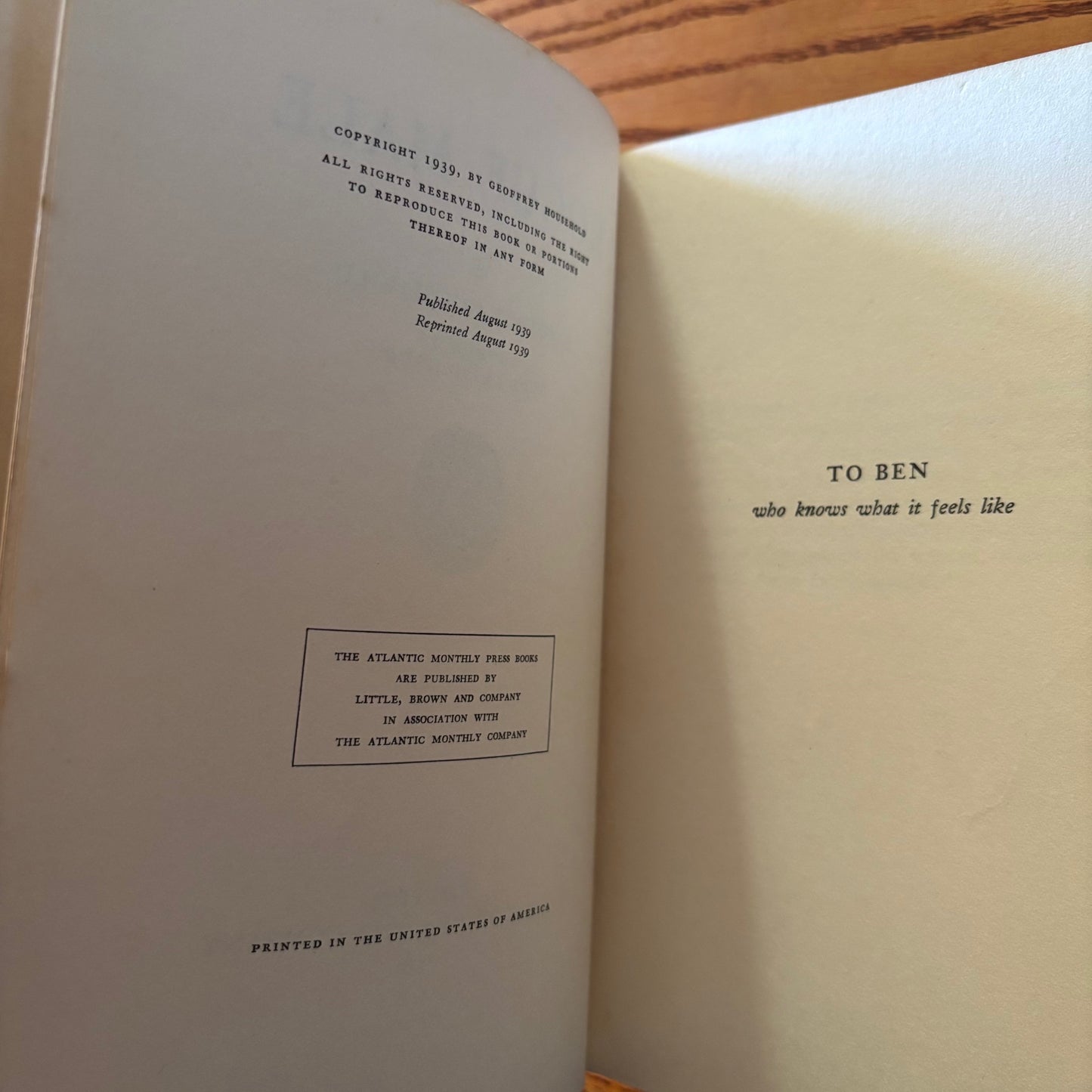 Geoffrey Household - Rogue Male - First Edition Second Printing