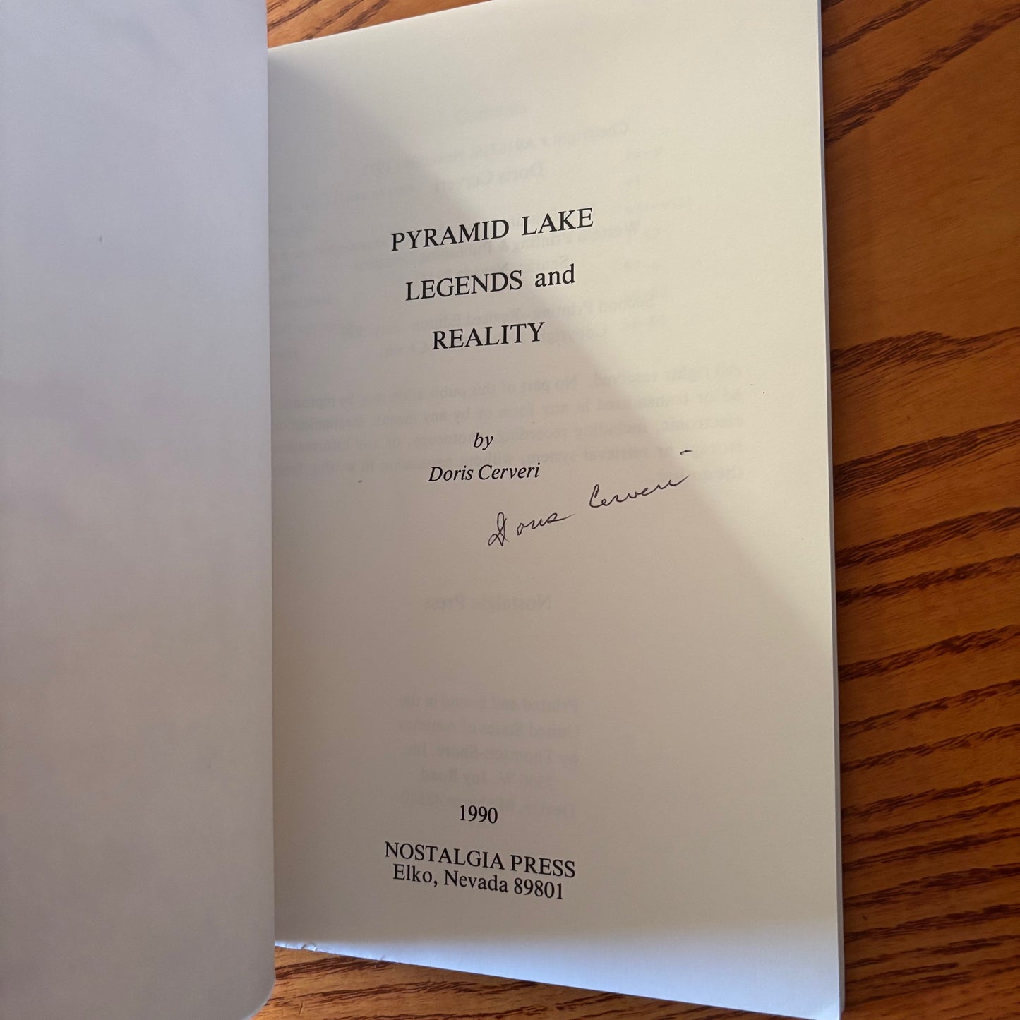 Doris Cerveri - Pyramid Lake Legends and Reality - Signed