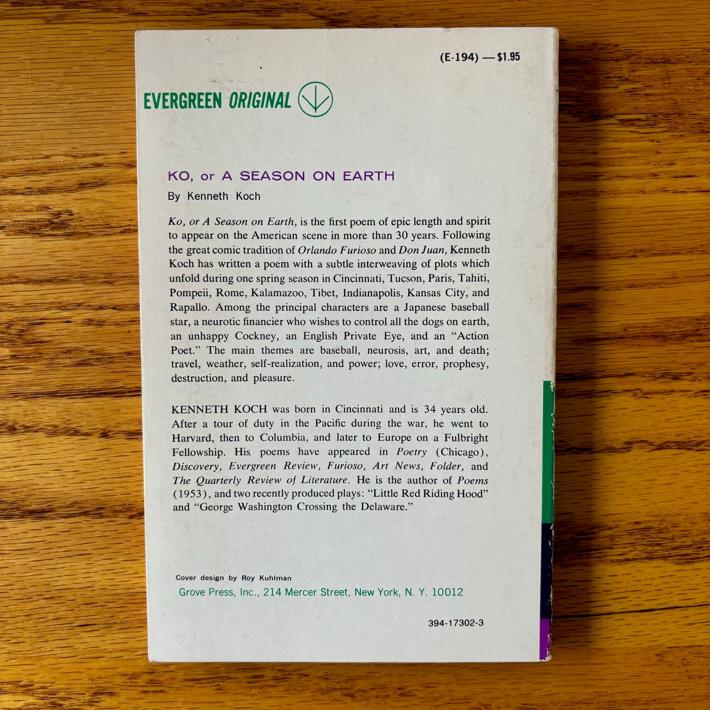 Kenneth Koch - Ko, or A Season on Earth - Signed