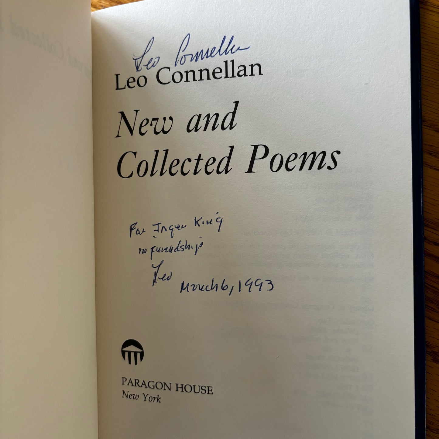 Leo Connellan - New and Collected Poems - Signed