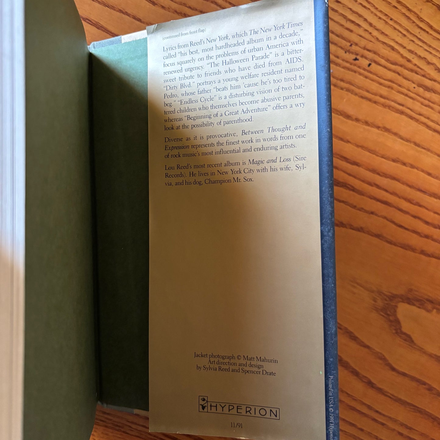 Lou Reed - Between Thought and Expression: Selected Lyrics - Signed First Edition