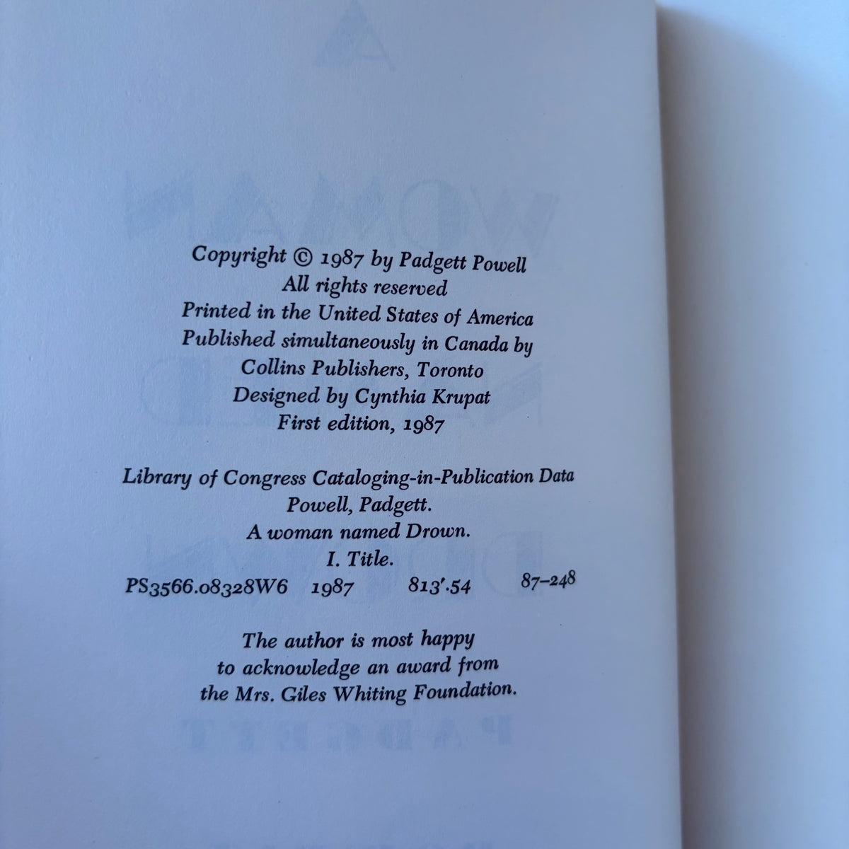 Padgett Powell - A Woman Named Drown - Signed First Edition