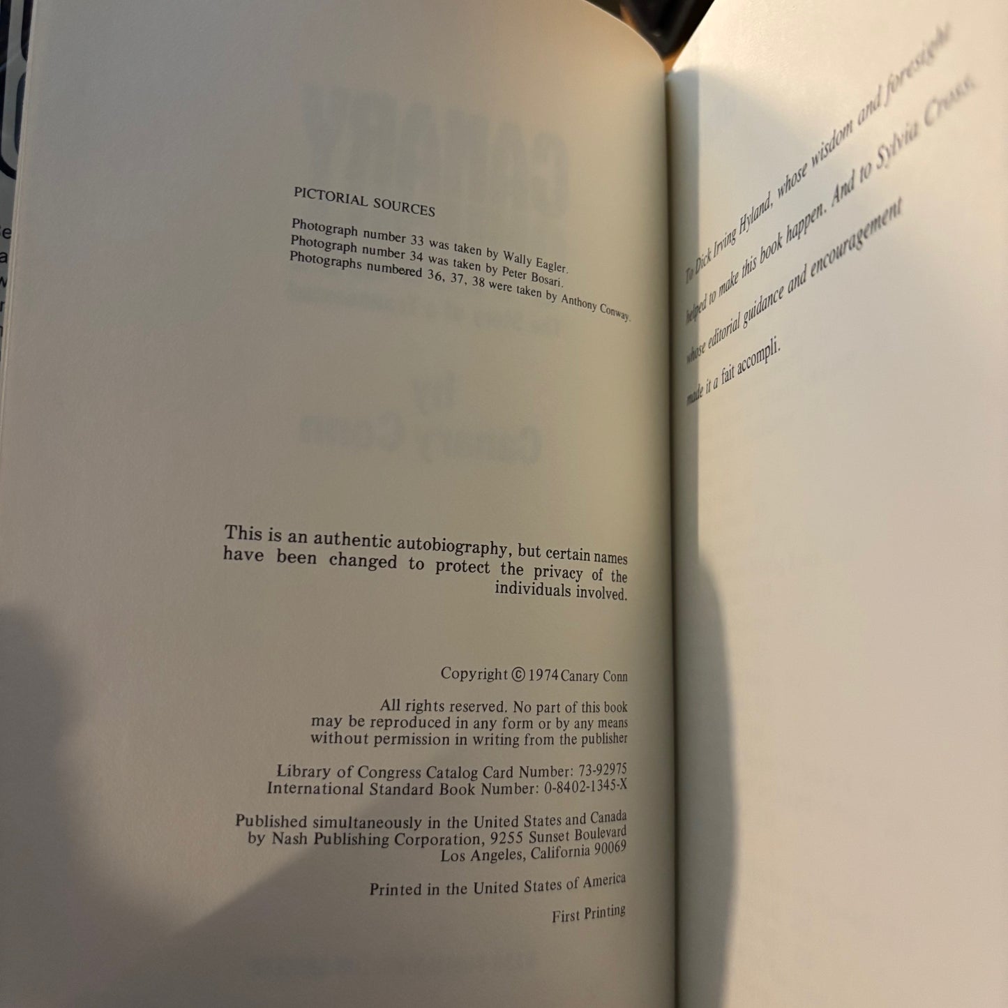 Canary Conn - Canary: The Story of a Transsexual - First Edition