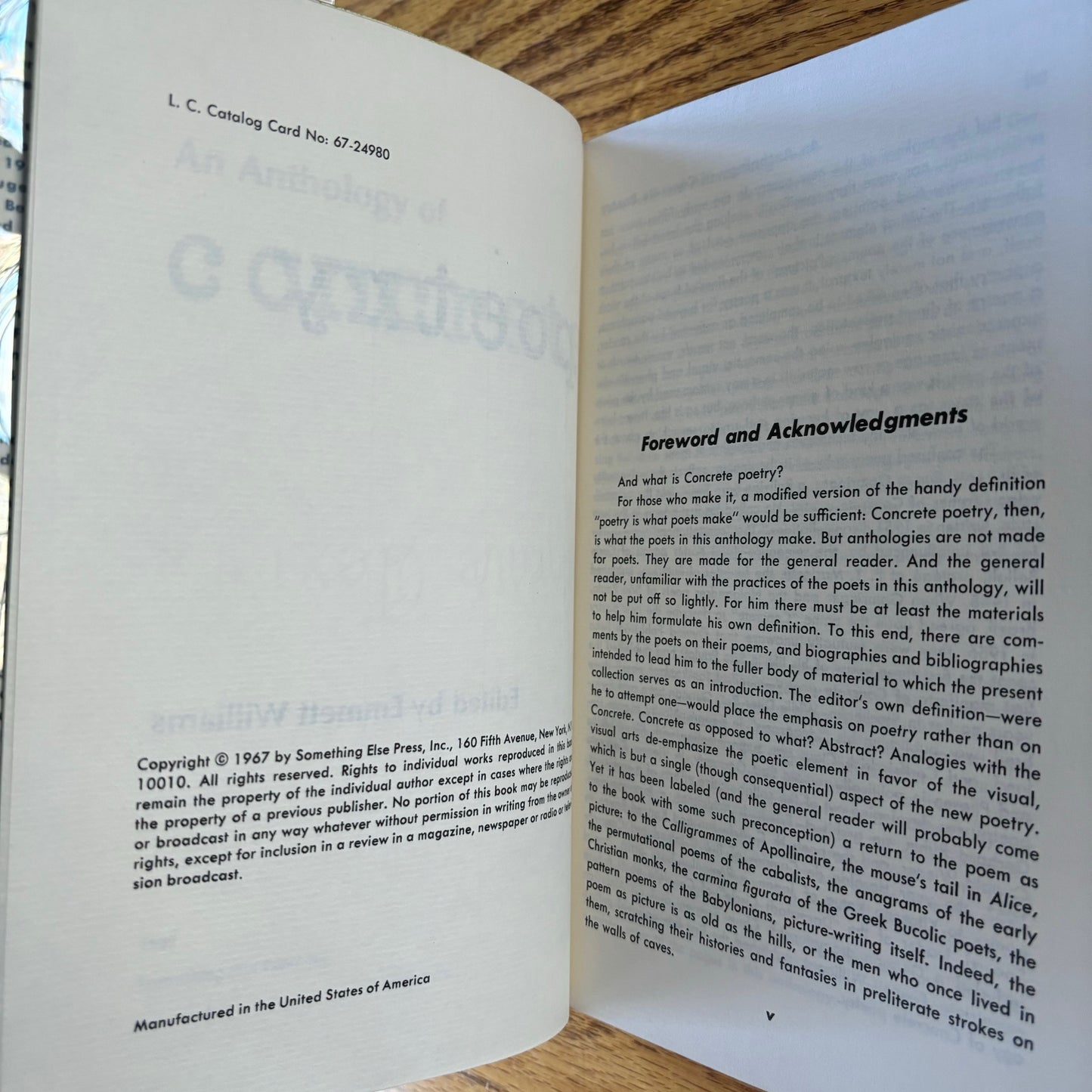 Emmett Williams, ed. - Anthology of Concrete Poetry - First Edition