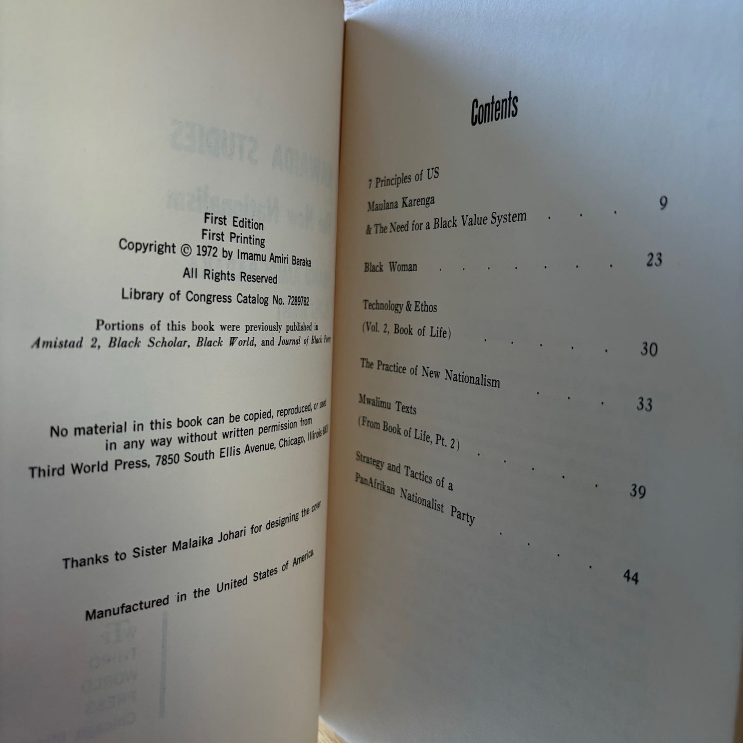 Amiri Baraka - The New Nationalism: Kawaida Studies - First Edition