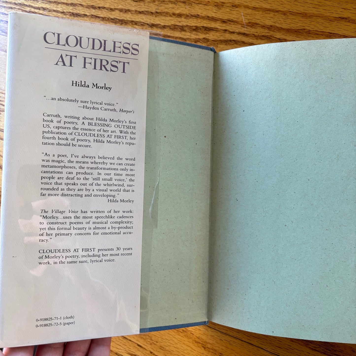 Hilda Morley - Cloudless At First - Signed