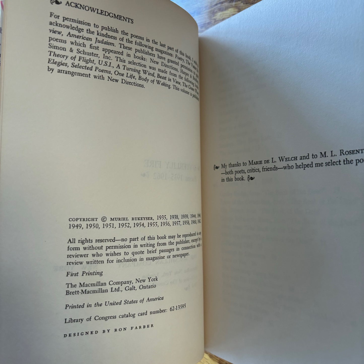 Muriel Rukeyser - Waterlily Fire - Signed