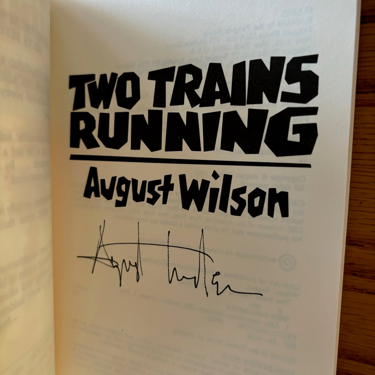 August Wilson - Two Trains Running - Signed