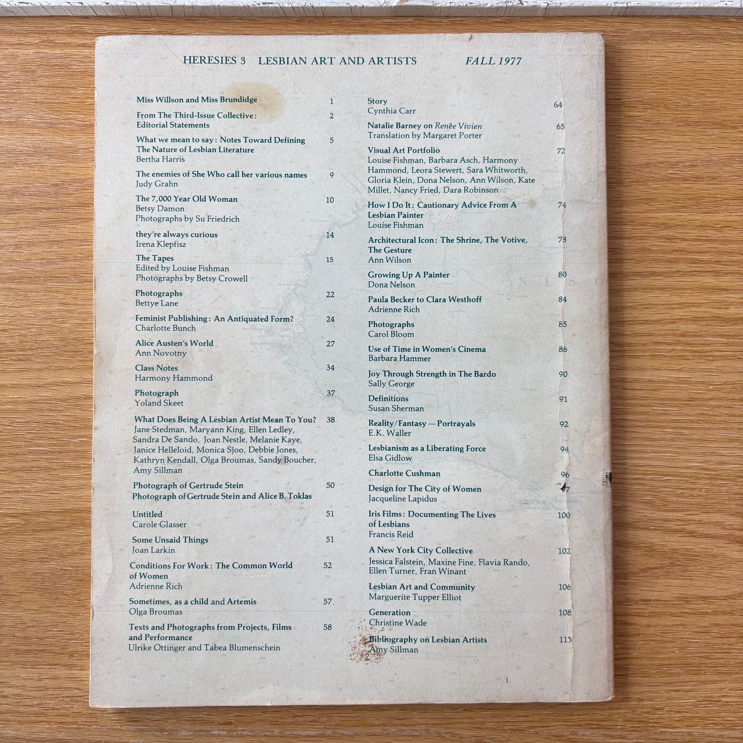 Heresies: A Feminist Publication on Art and Politics No. 3, Fall 1977 - Lesbian Art and Artists