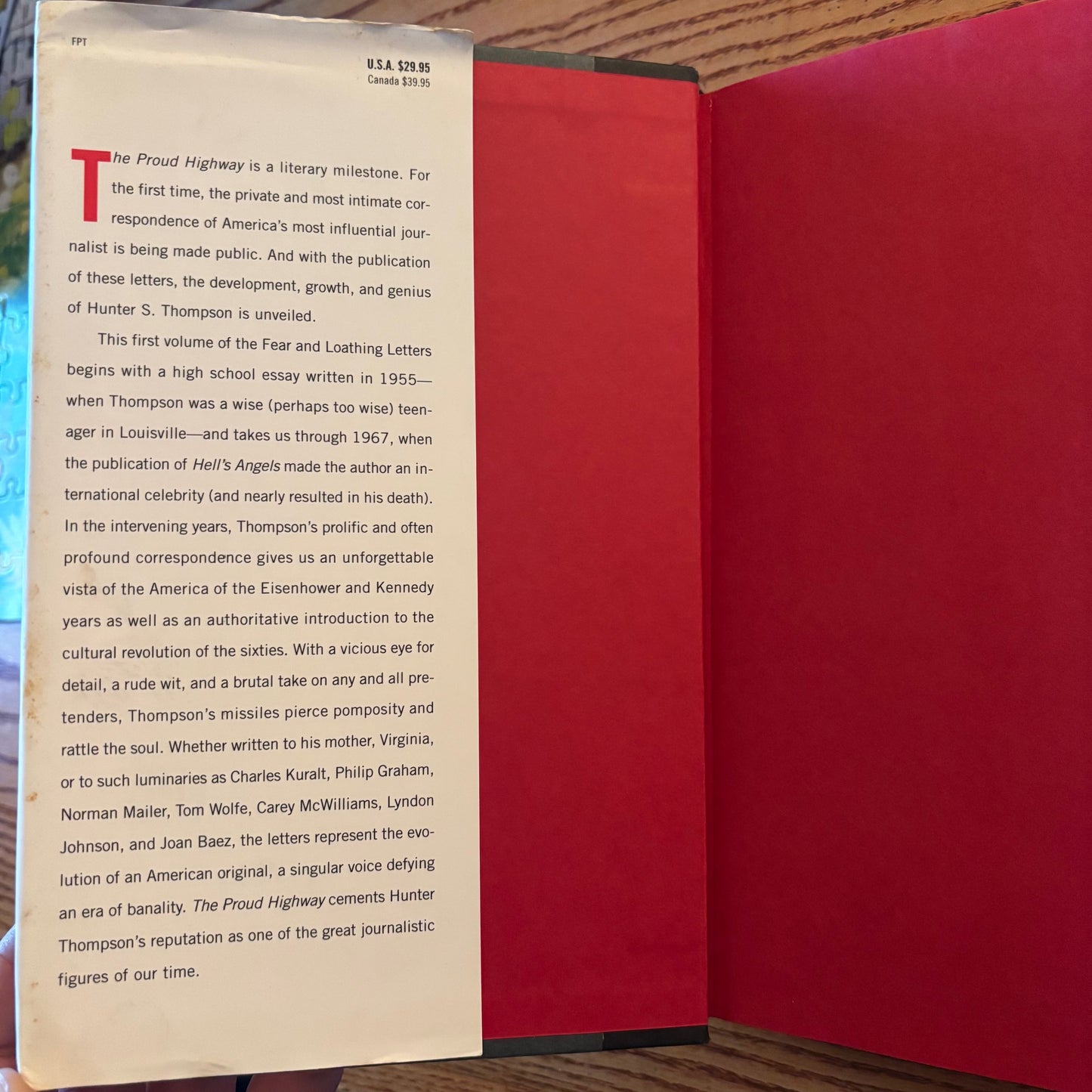 Hunter S. Thompson - The Proud Highway: Saga of a Desperate Southern Gentleman 1955-1967 - First Edition