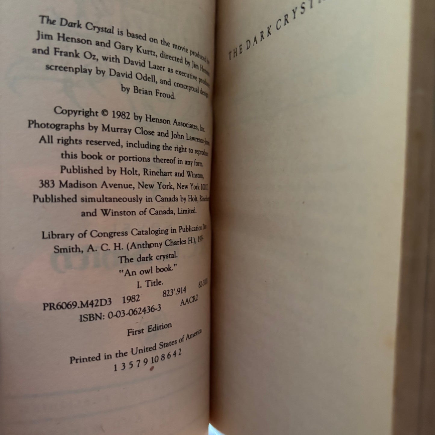 A.C.H. Smith - The Dark Crystal - First Edition