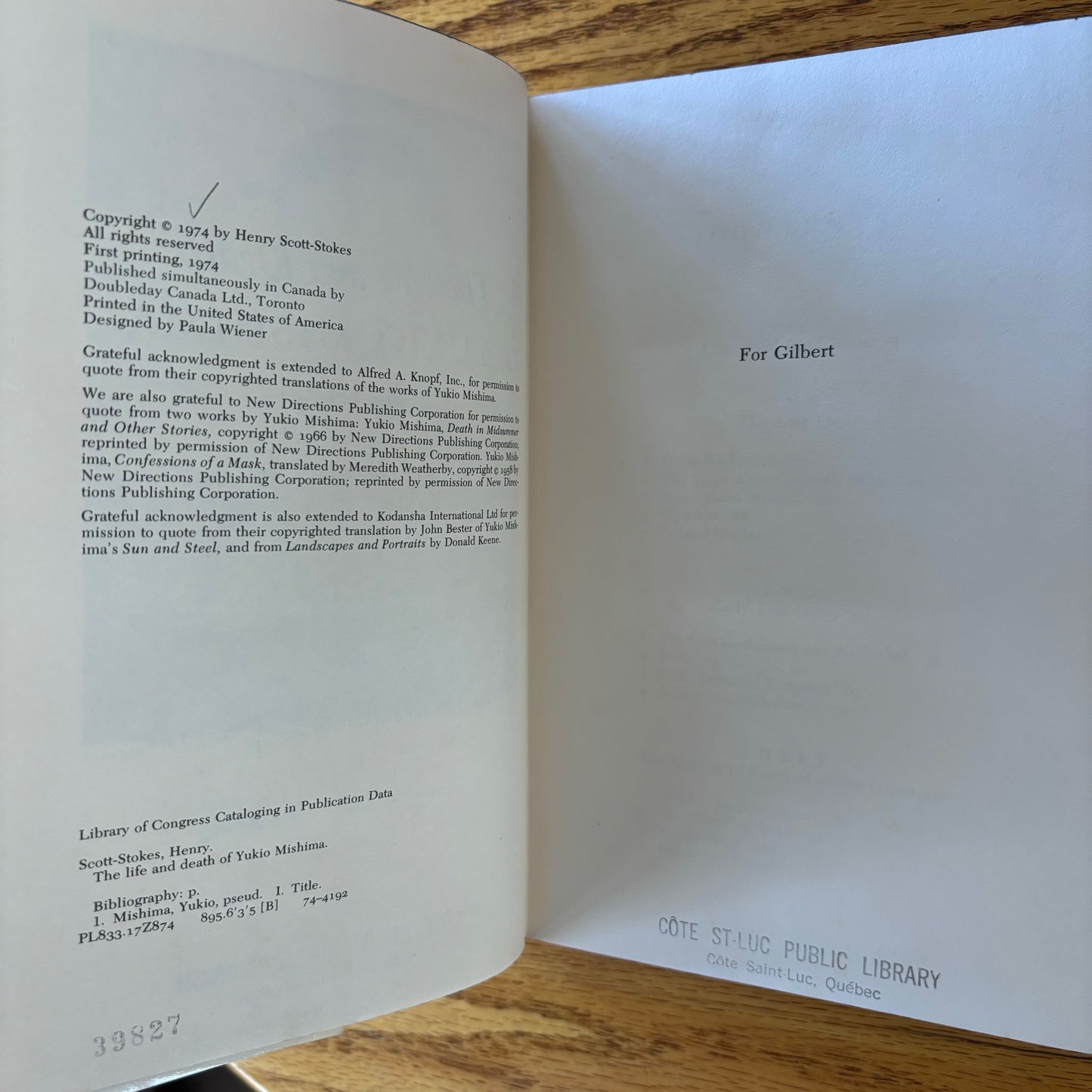 Henry Scott-Stokes - The Life and Death of Yukio Mishima - First Edition