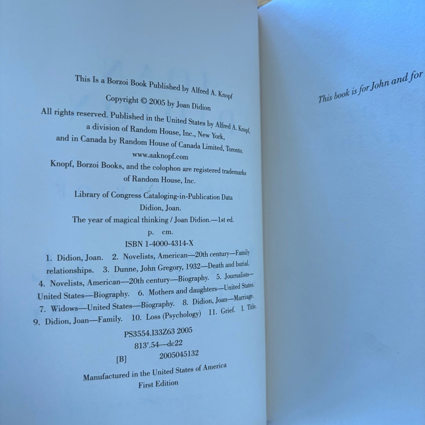 Joan Didion - The Year of Magical Thinking - First Edition