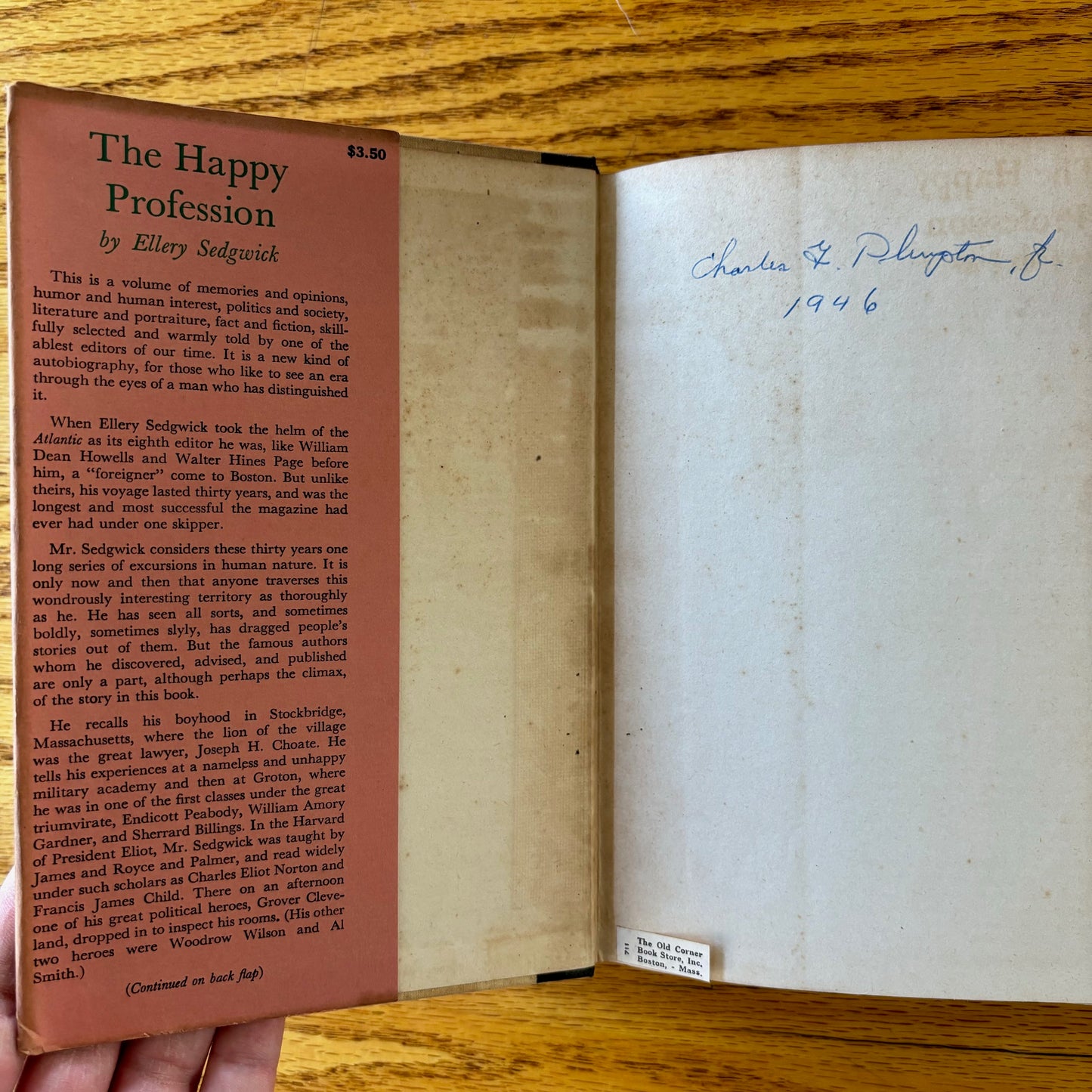 Ellery Sedgwick - The Happy Profession - First Edition