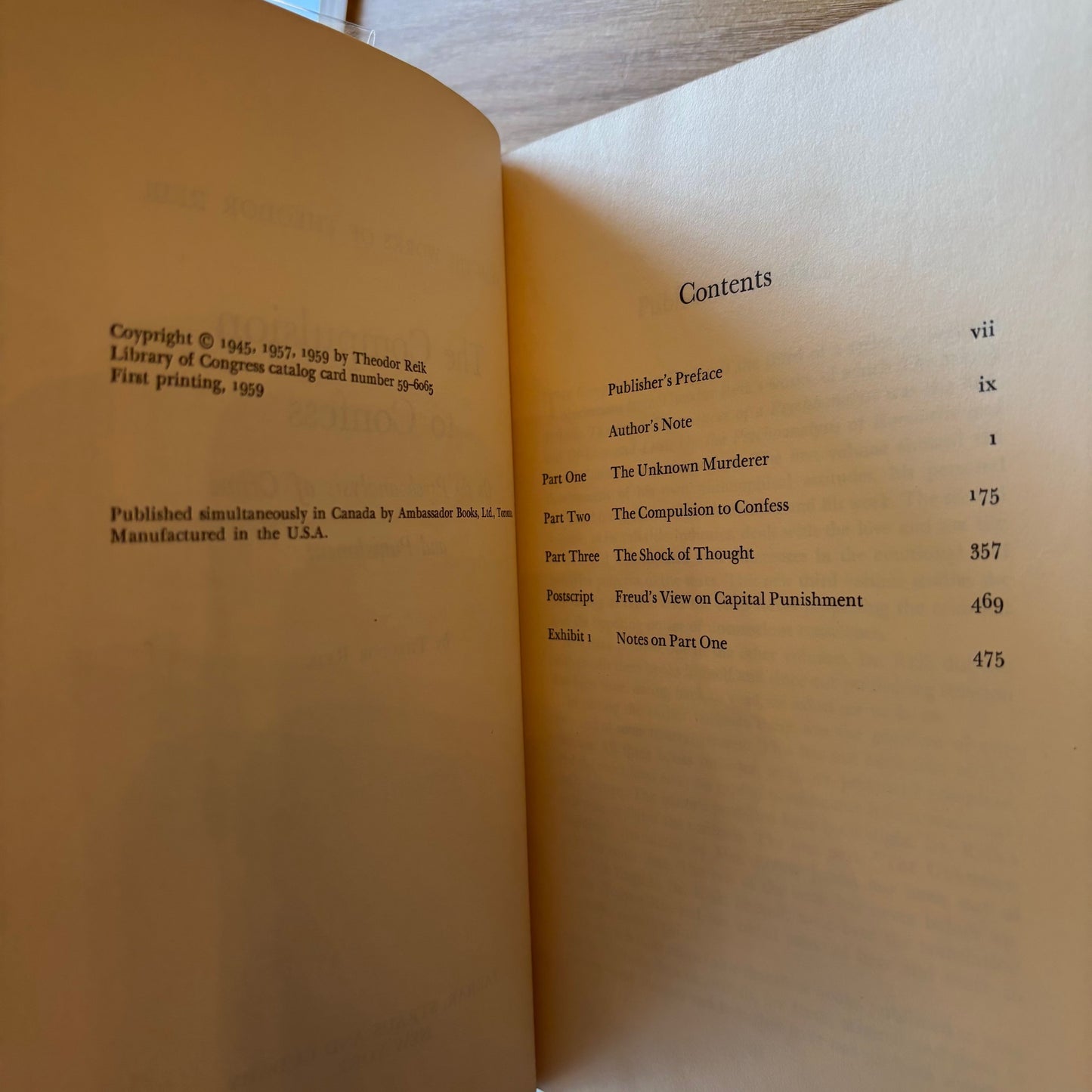 Theodor Reik - The Compulsion to Confess - First Edition