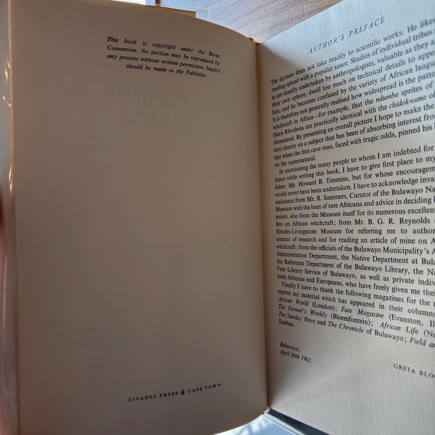 Greta Bloomhill - Witchcraft in Africa - First Edition