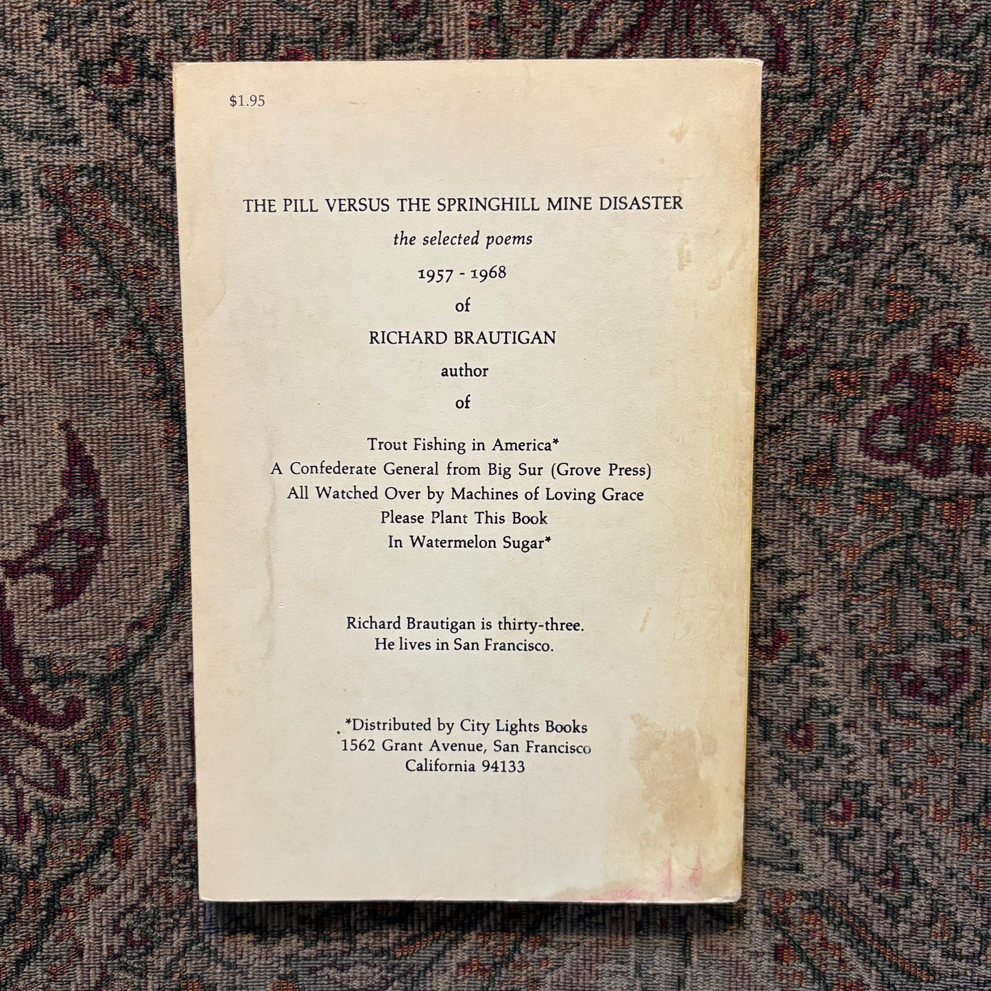 Richard Brautigan - The Pill Versus the Springhill Mine Disaster - First Edition Paperback Second Printing