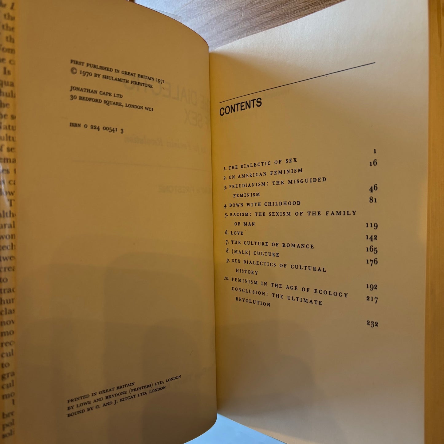 Shulamith Firestone - The Dialectic of Sex - First UK Edition