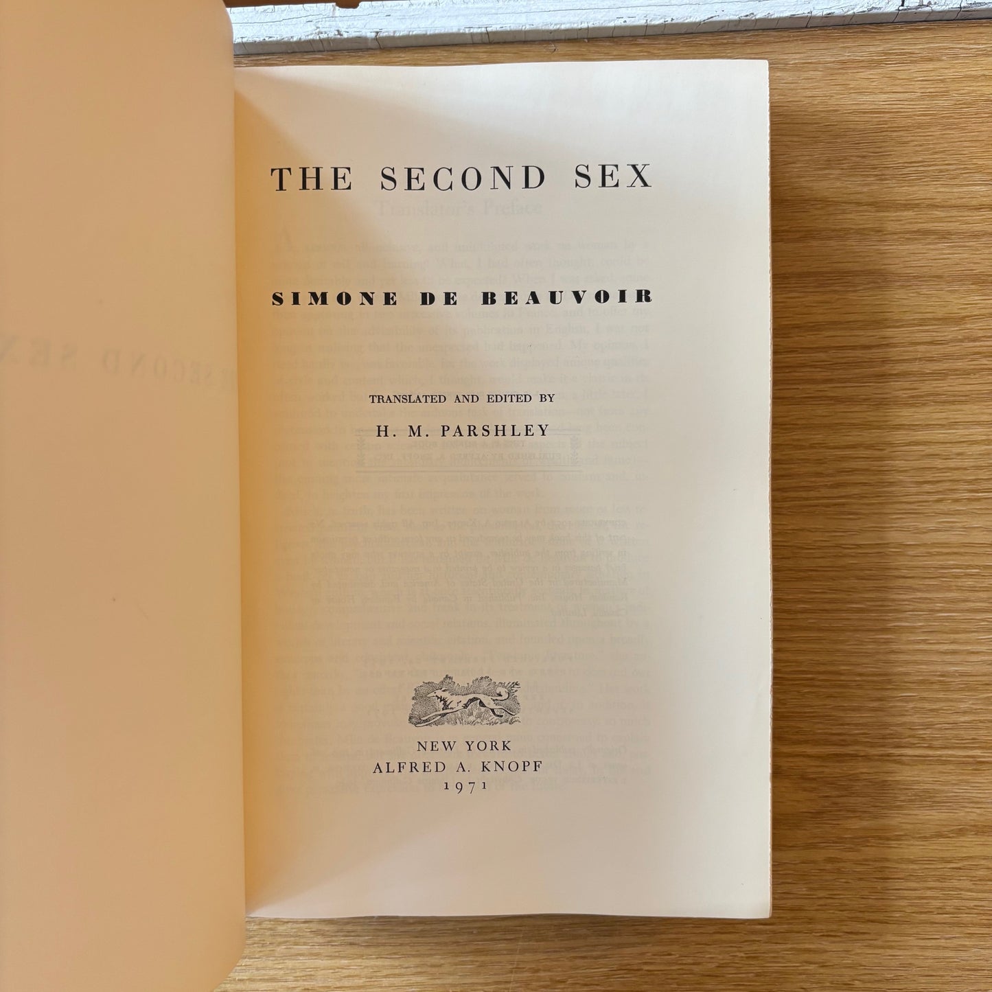 Simone de Beauvoir - The Second Sex - First Edition Later Printing