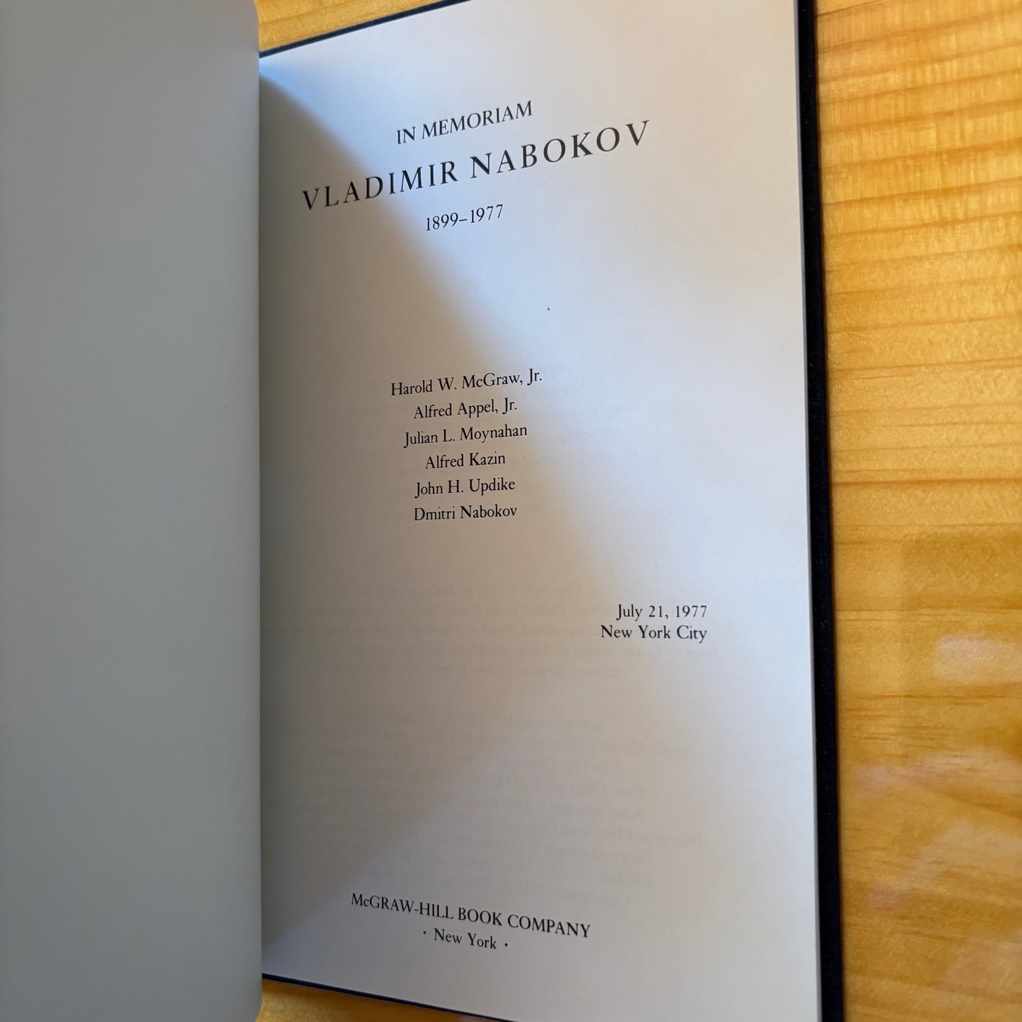 Vladimir Nabokov: In Memoriam 1899-1977