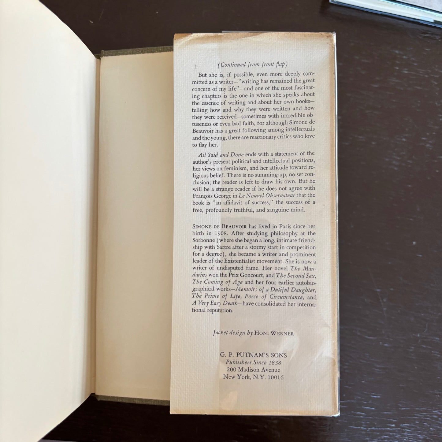 Simone De Beauvoir - All Said & Done - First Edition