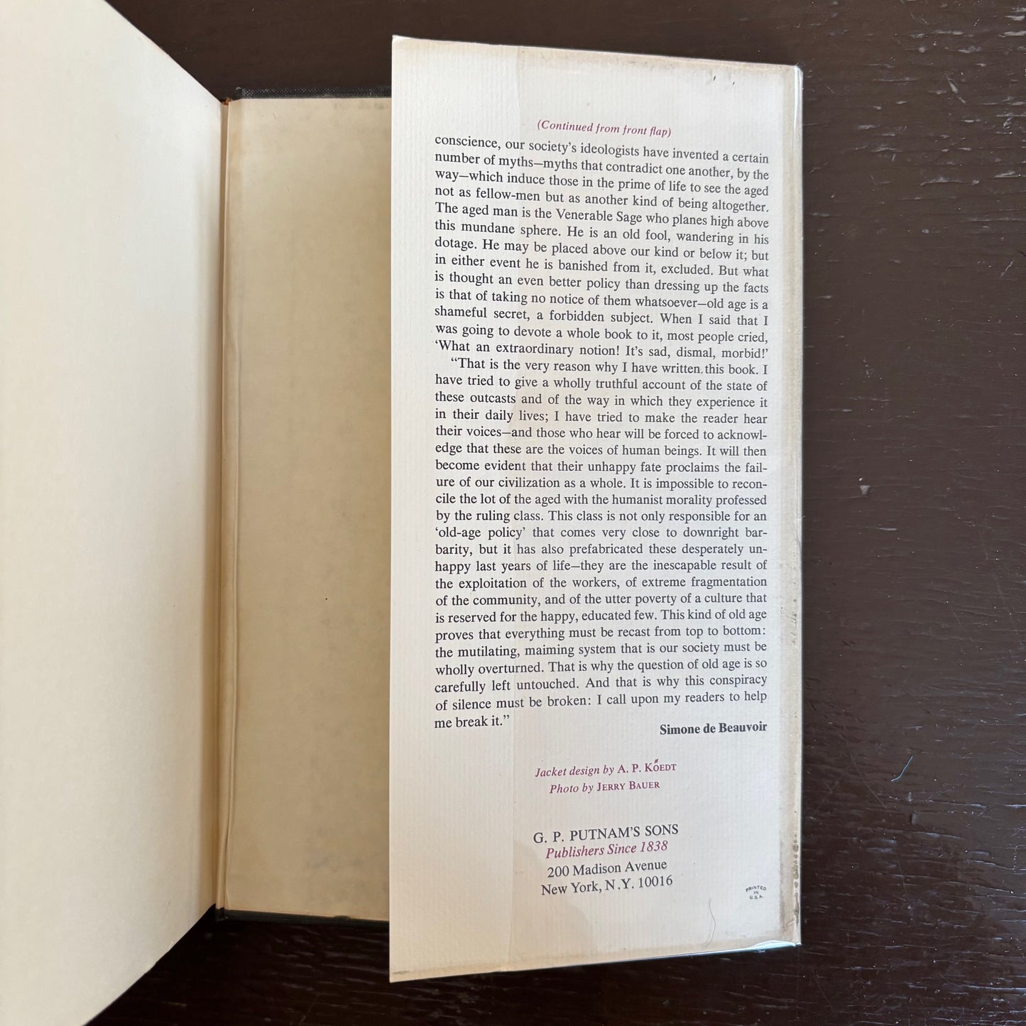 Simone De Beauvoir - The Coming of Age - First Edition Second Printing