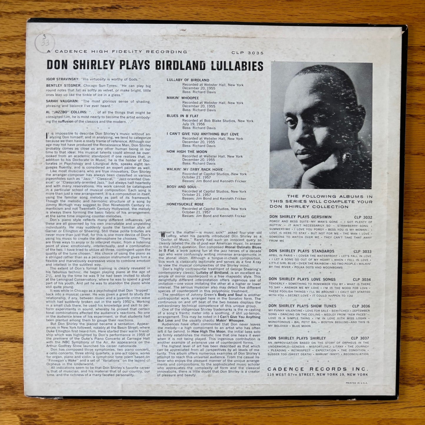 Don Shirley - Plays Lullabies of Birdland