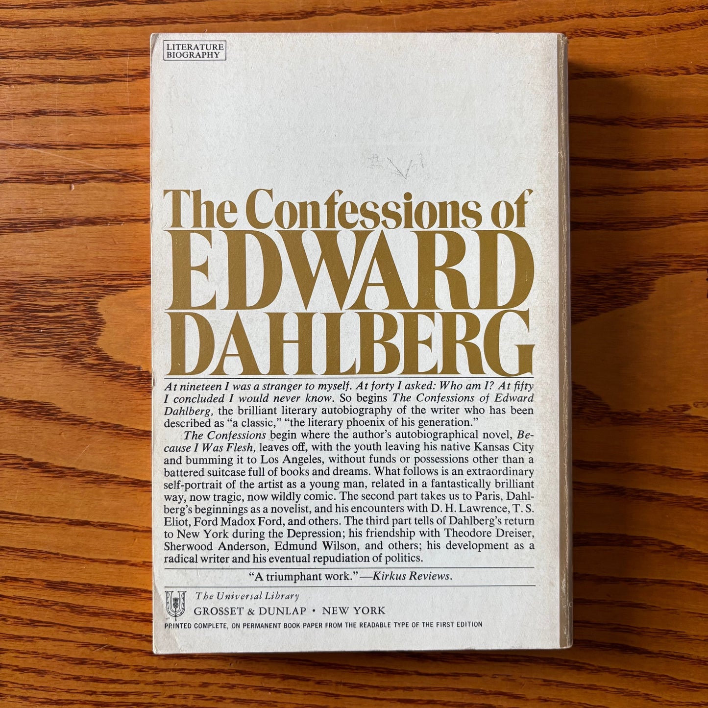 Edward Dahlberg - The Confessions of Edward Dahlberg