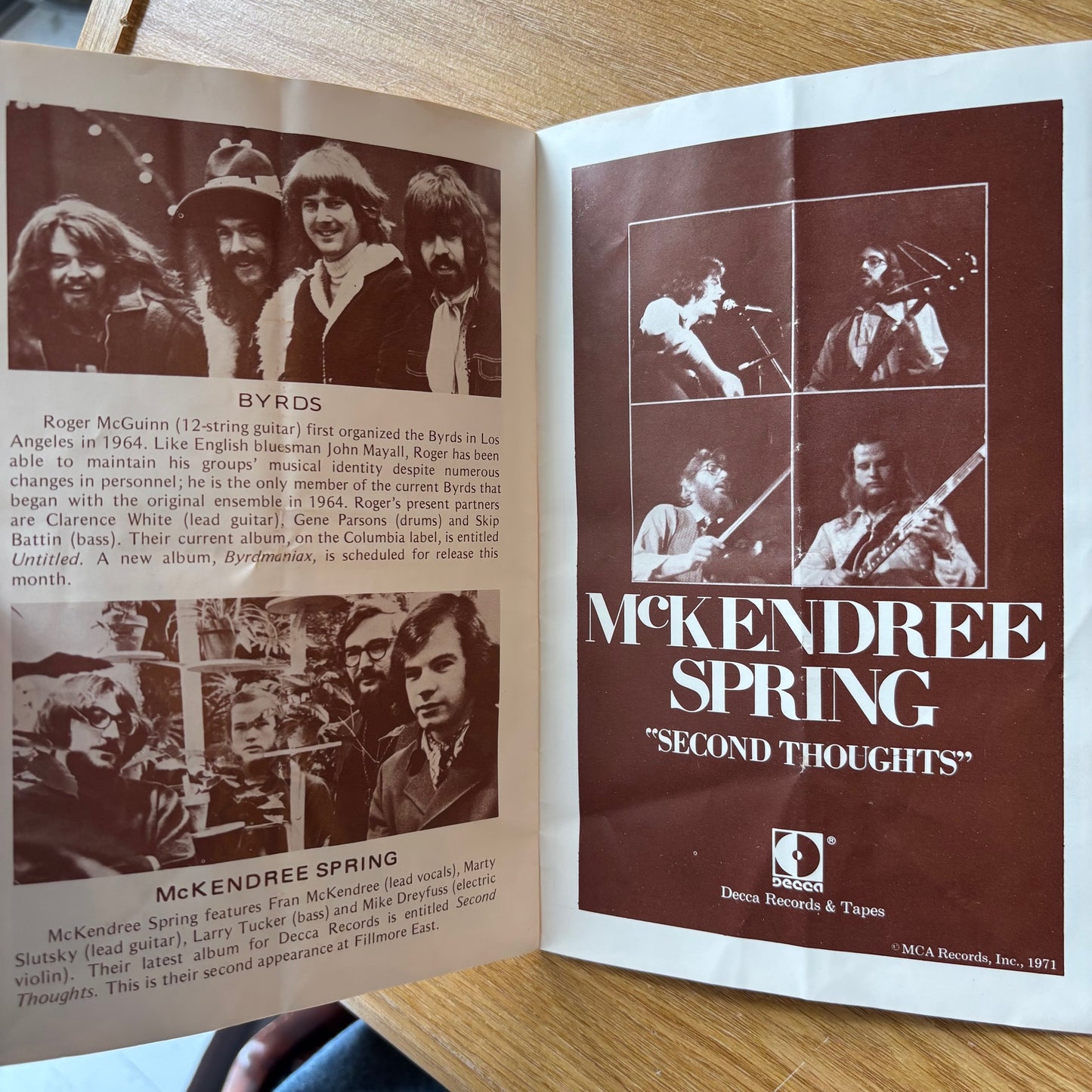 Fillmore East - June 1971 Concert Program