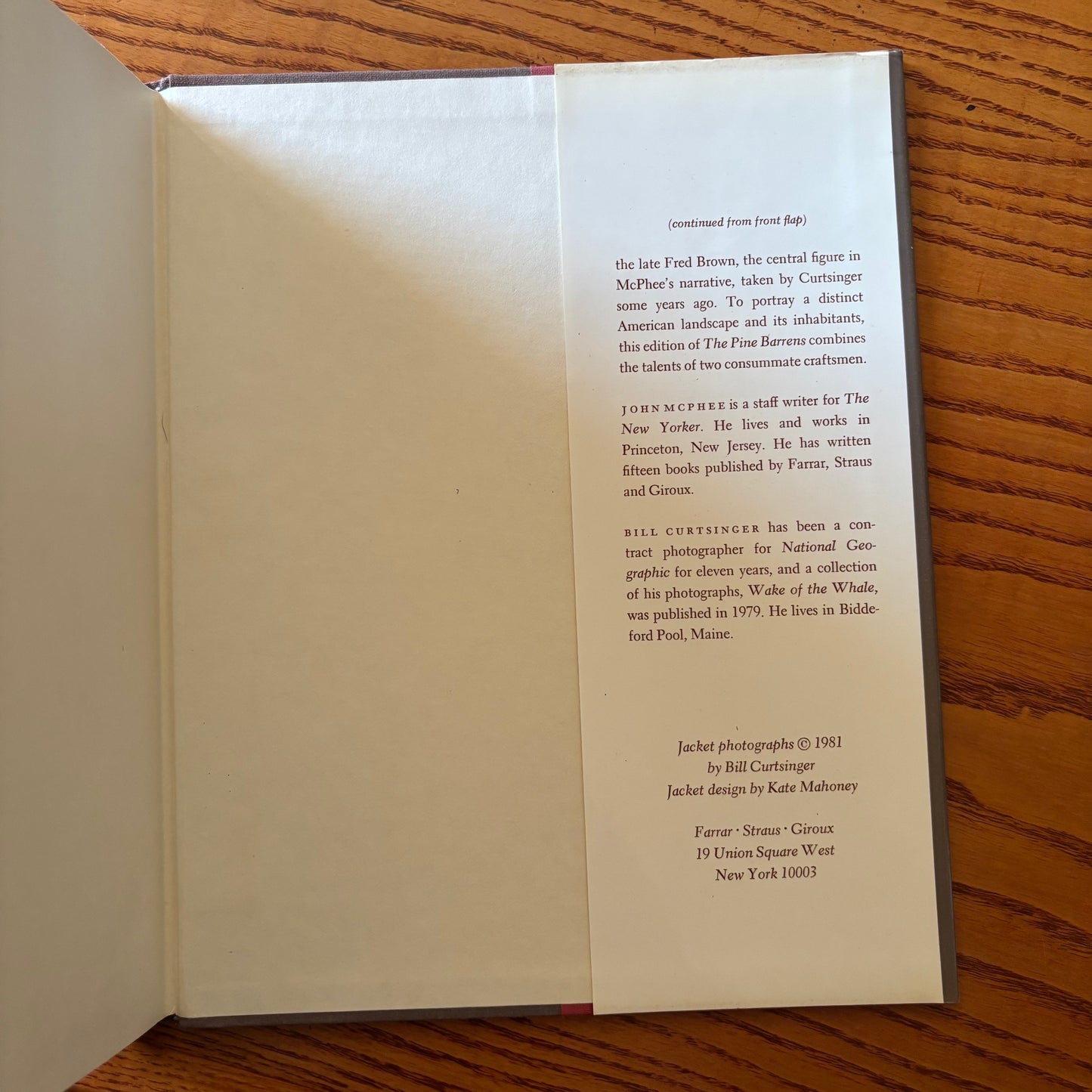 John McPhee, Bill Curtsinger - The Pine Barrens - Signed